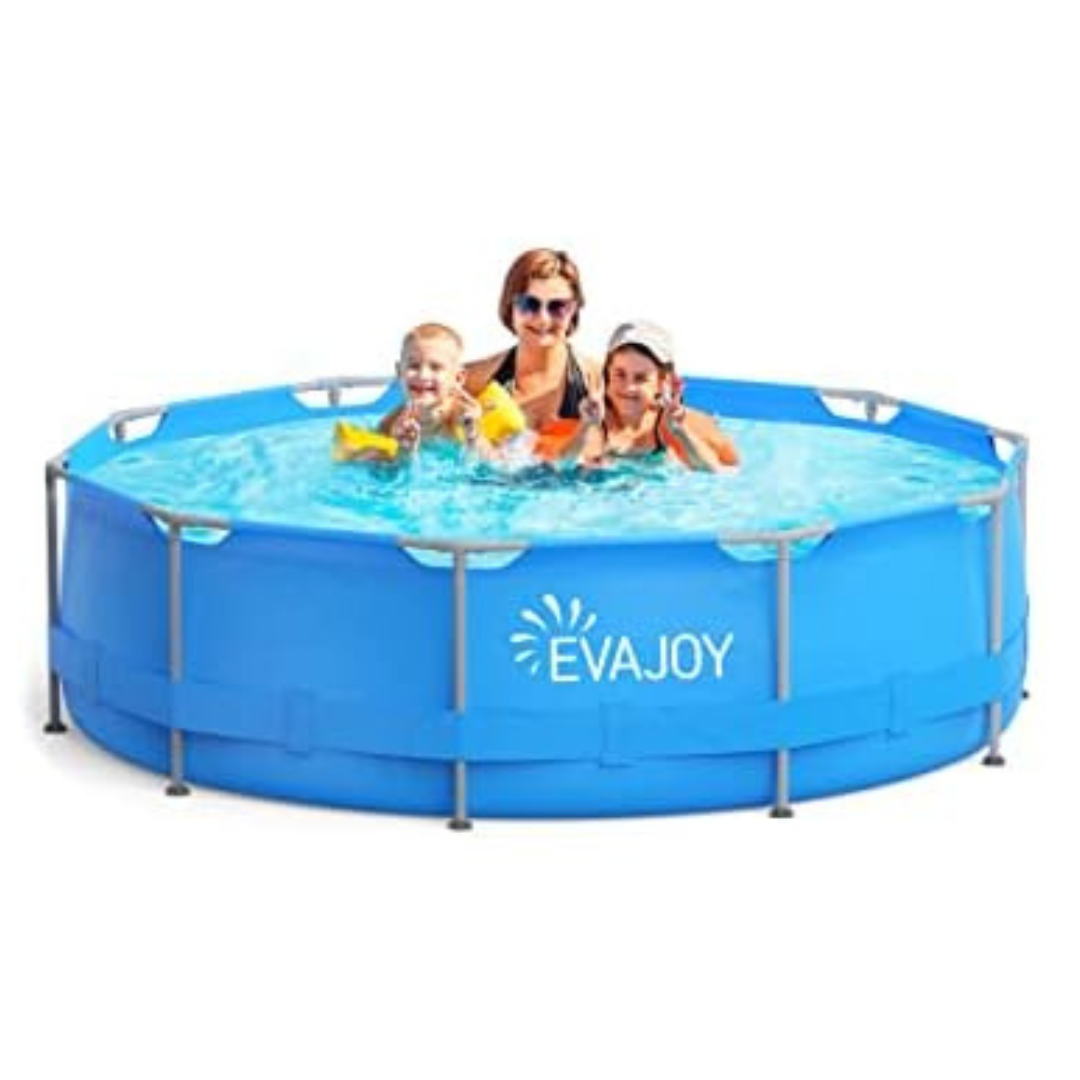 Evajoy 12ft x 30" Heavy-Duty PVC Metal Frame Swimming Pool