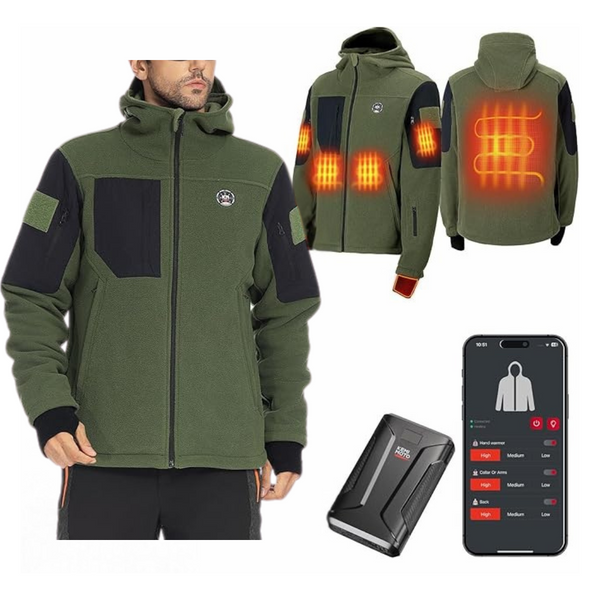 Men's Electric Hooded Sweatshirt With 12V 20000mAh Battery Pack