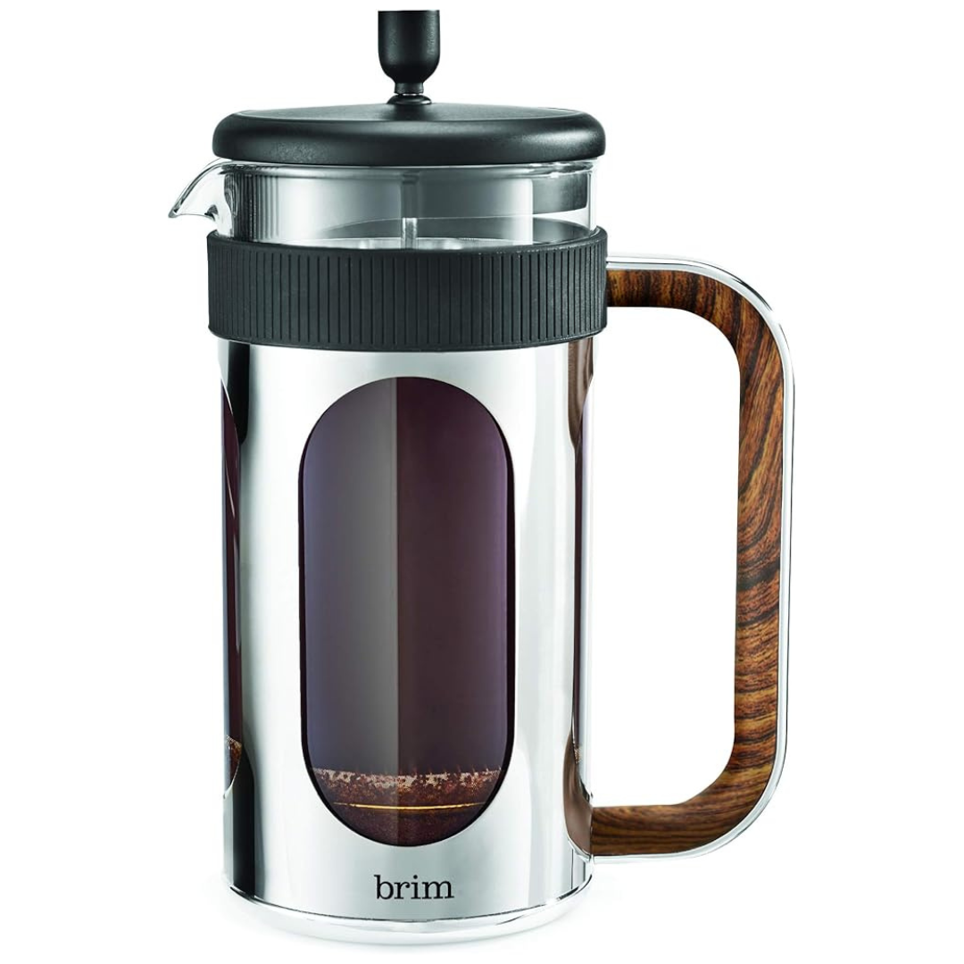 Brim 8 Cup French Press Coffee Maker With Wooden Pattern Handle