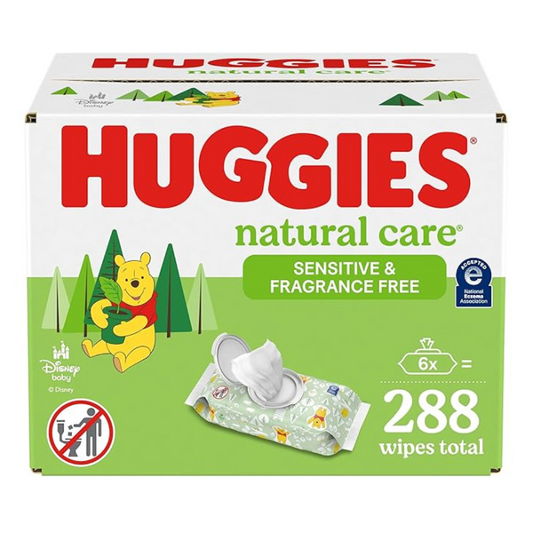 6-Pack Huggies Natural Care Baby Diaper Wipes (288 Wipes Total)