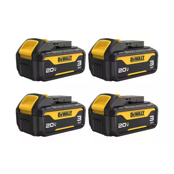 4-Pack DEWALT 20V MAX Battery With LED Charge Indicator