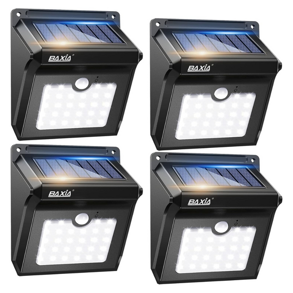 4-Pack Baxia 400LM 28-LED Solar Powered Motion Sensor Wall Lights