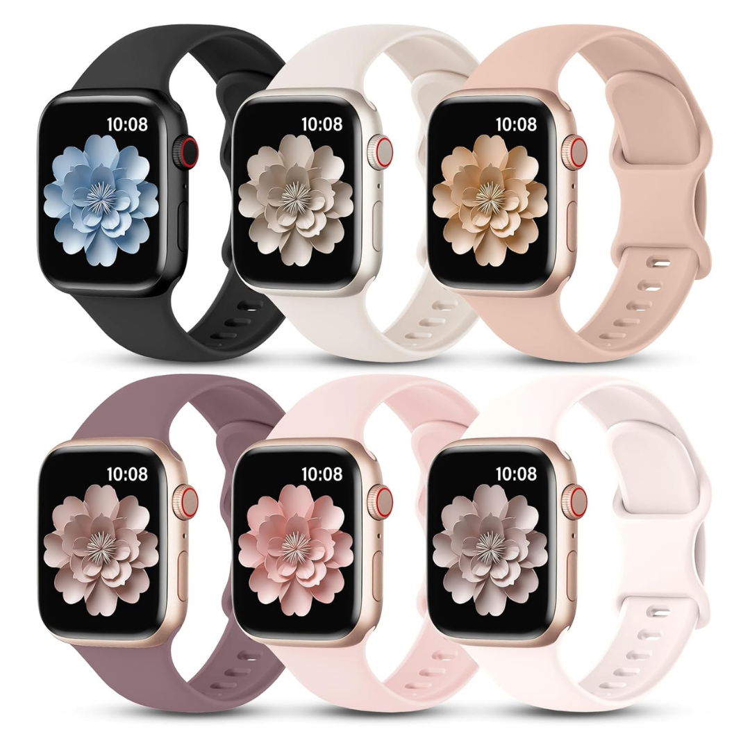 6-Pack Unisex Silicone Waterproof Strap Apple Watch Bands