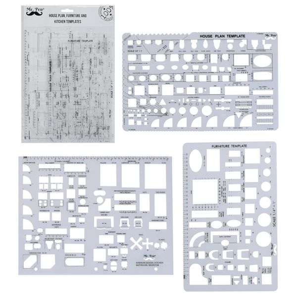 Set Of 3 Mr. Pen Architecture Drawing Template Set