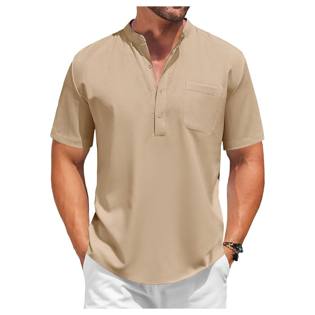 COOFANDY Men's Henley Casual Linen Shirts