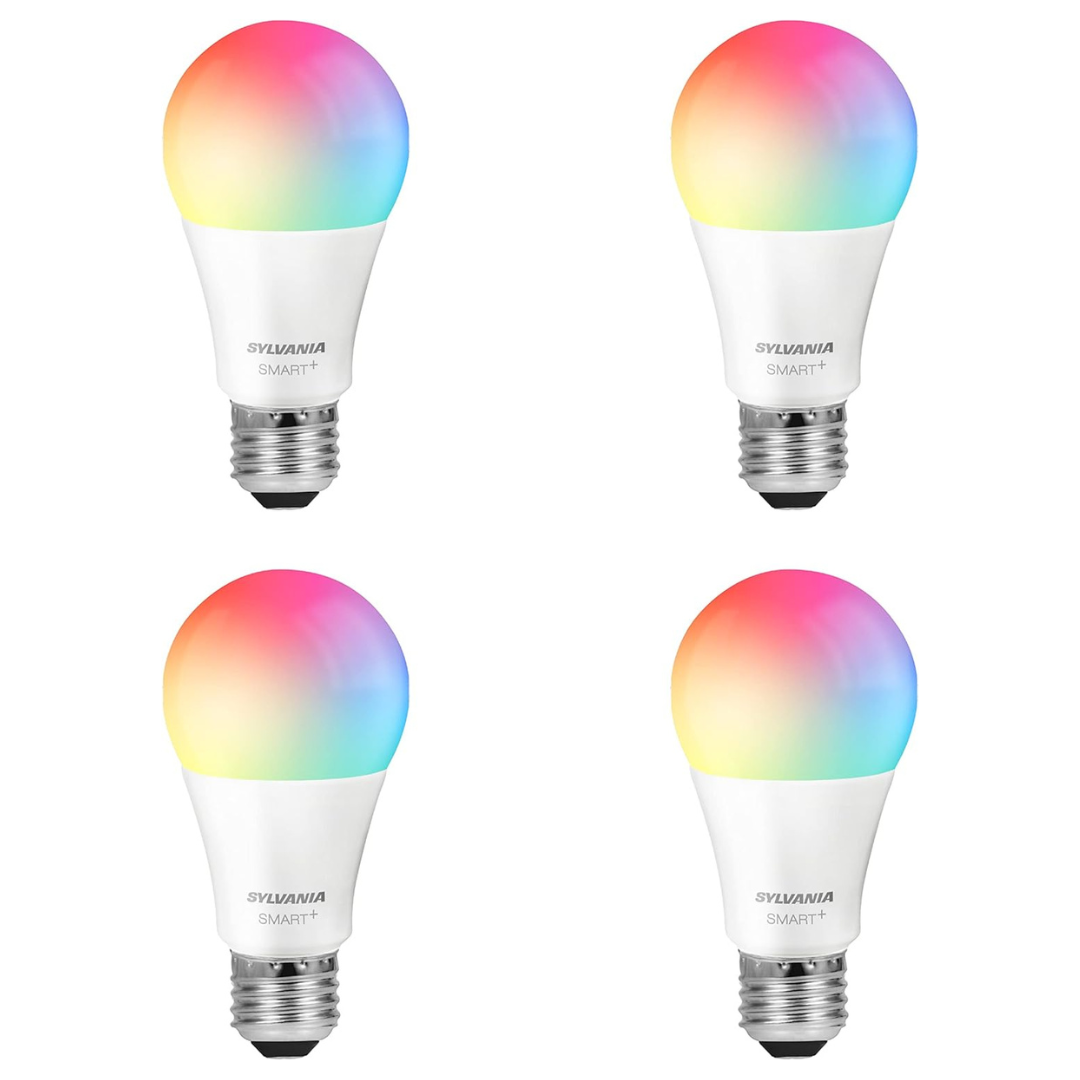 4-Pack Sylvania 60W Smart+ WiFi Full Color Dimmable A19 LED Light Bulb