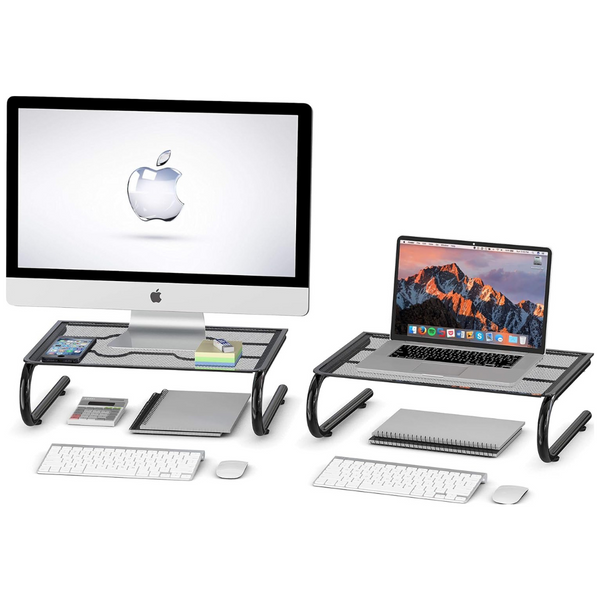 2-Pack Simple Houseware Mesh Monitor Stand Riser (Black)