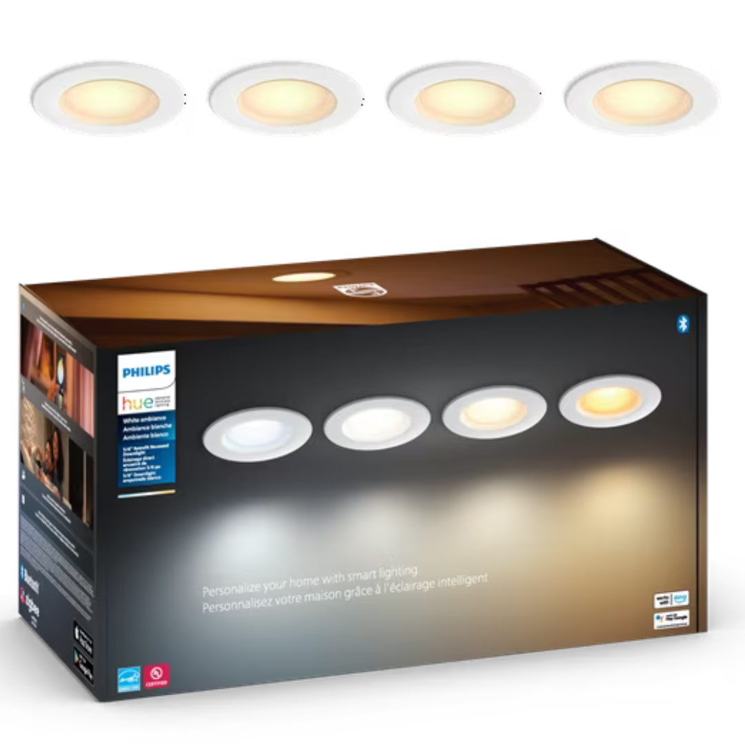 4-Pack Philips Hue Smart Recessed 5/6" LED Downlight