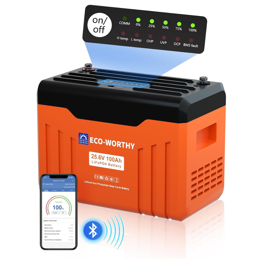 ECO-WORTHY 24V 100AH Bluetooth Lithium Battery