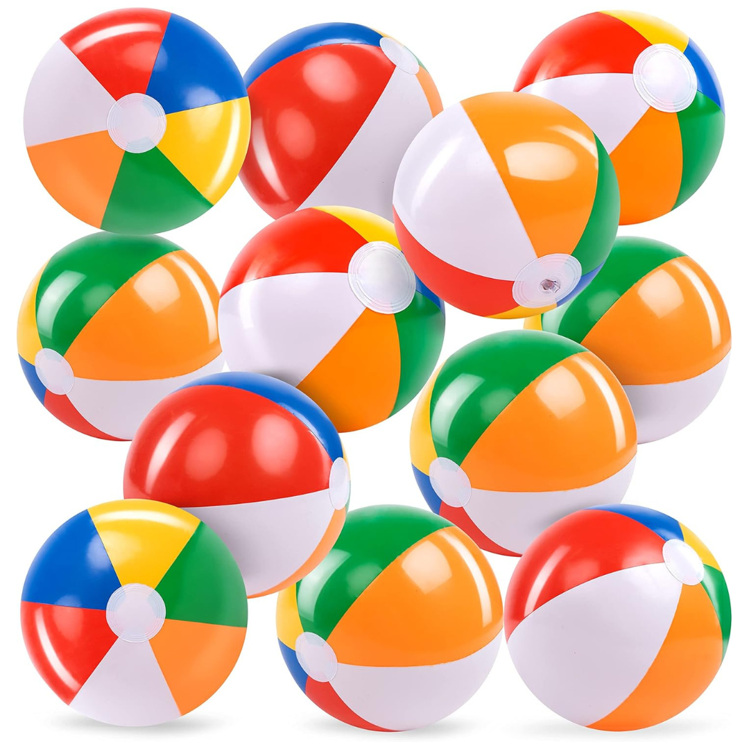 12-Pack Kids 12'' Rainbow Beach Balls Set