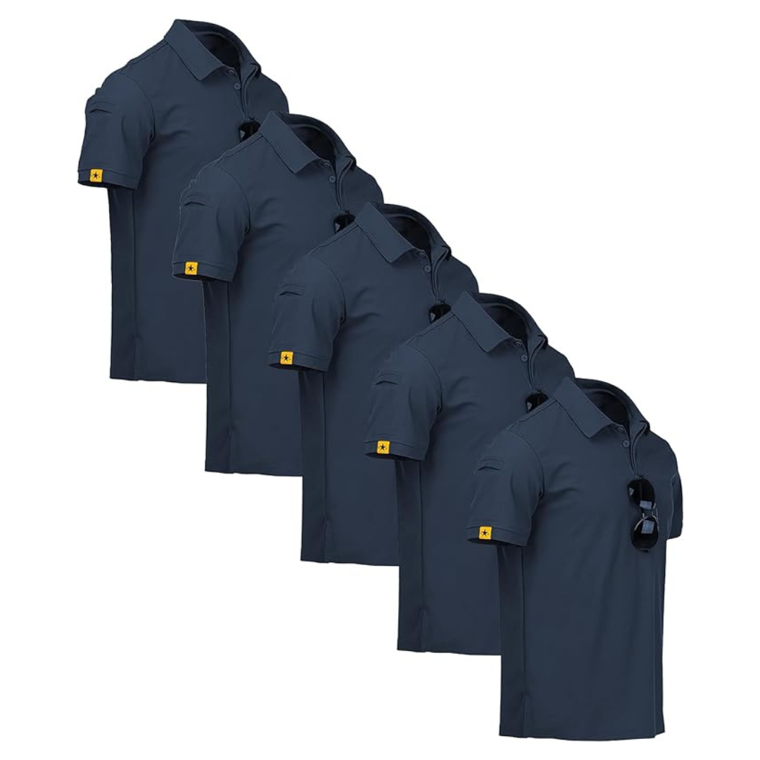 5-Pack Men's Performance Short Sleeve Tactical Polo Shirts