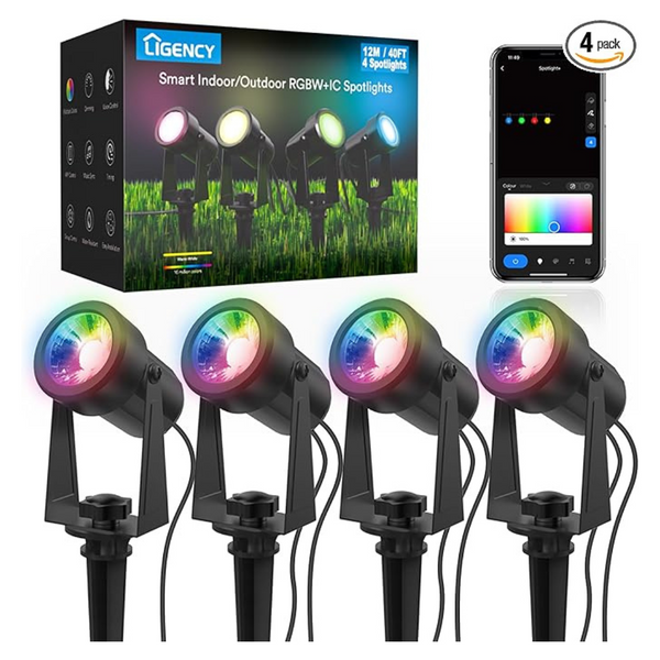 4-Pack Ligency Wired Smart Landscape Spotlights