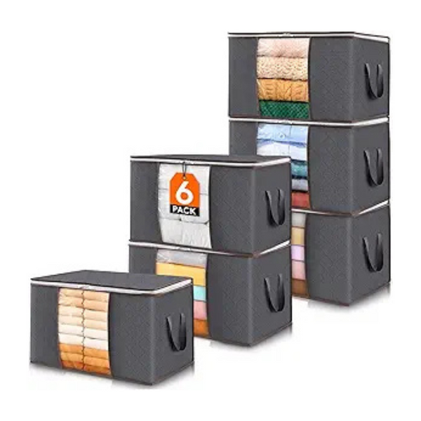 6-Pack Foldable Clothes Storage Bins With Lids