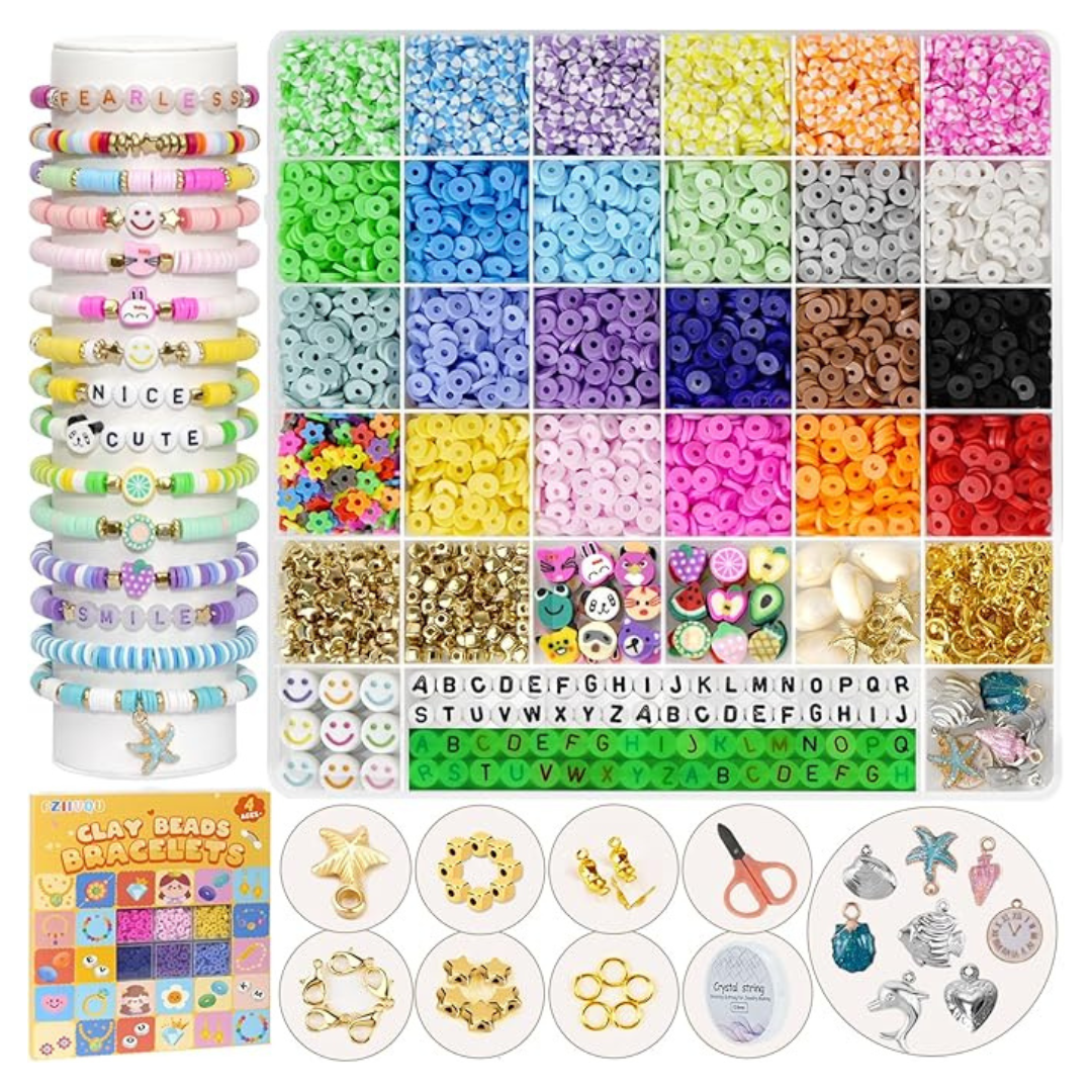 FZIIVQU 6,100 Pcs Clay Beads Bracelet Making Kit