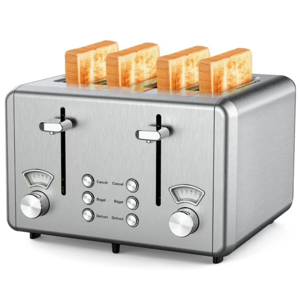 Whall Stainless Steel Bagel 4 Slice Toaster With Dual Control Panels