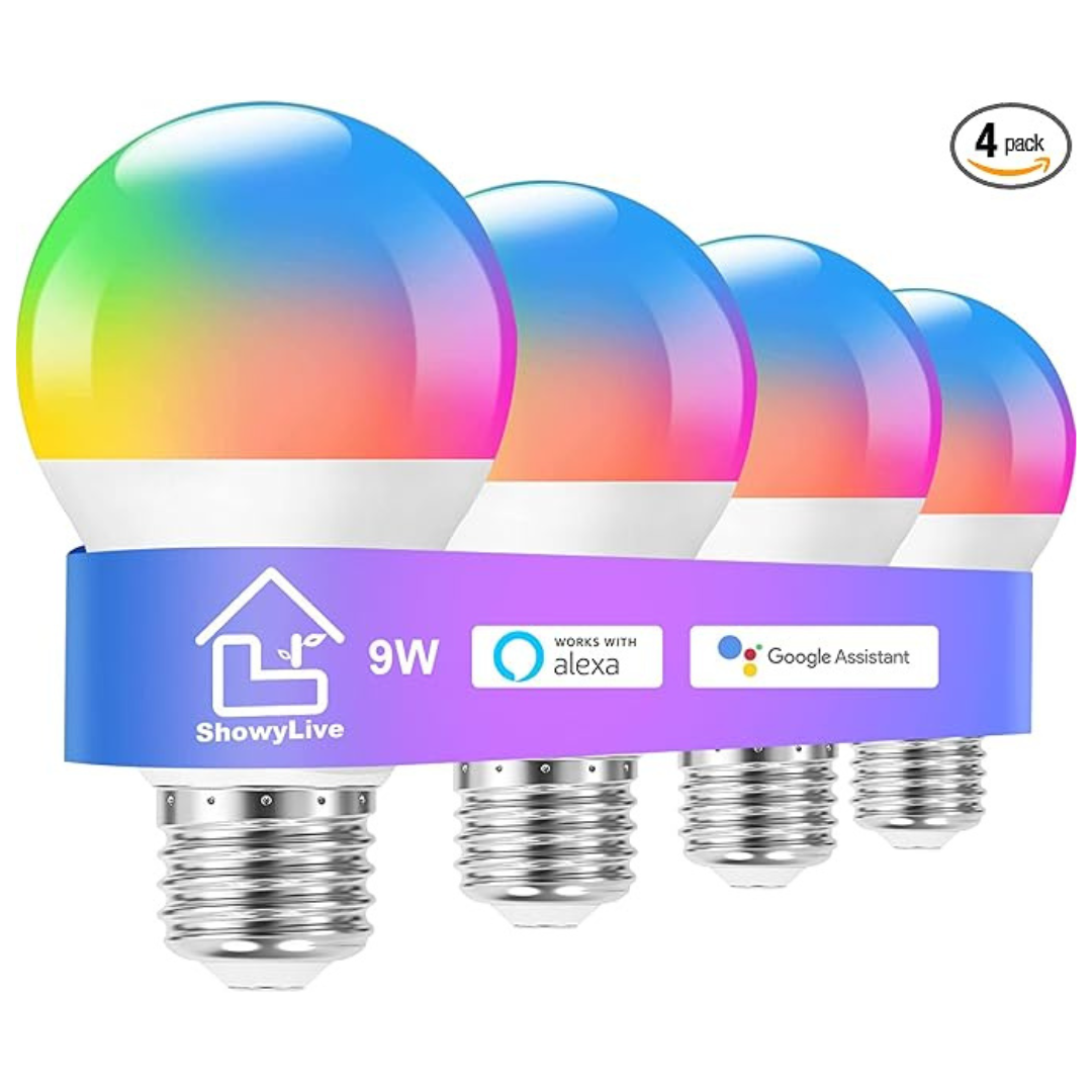 4-Pack ShowyLive Bluetooth 5.0 Smart Light Bulb