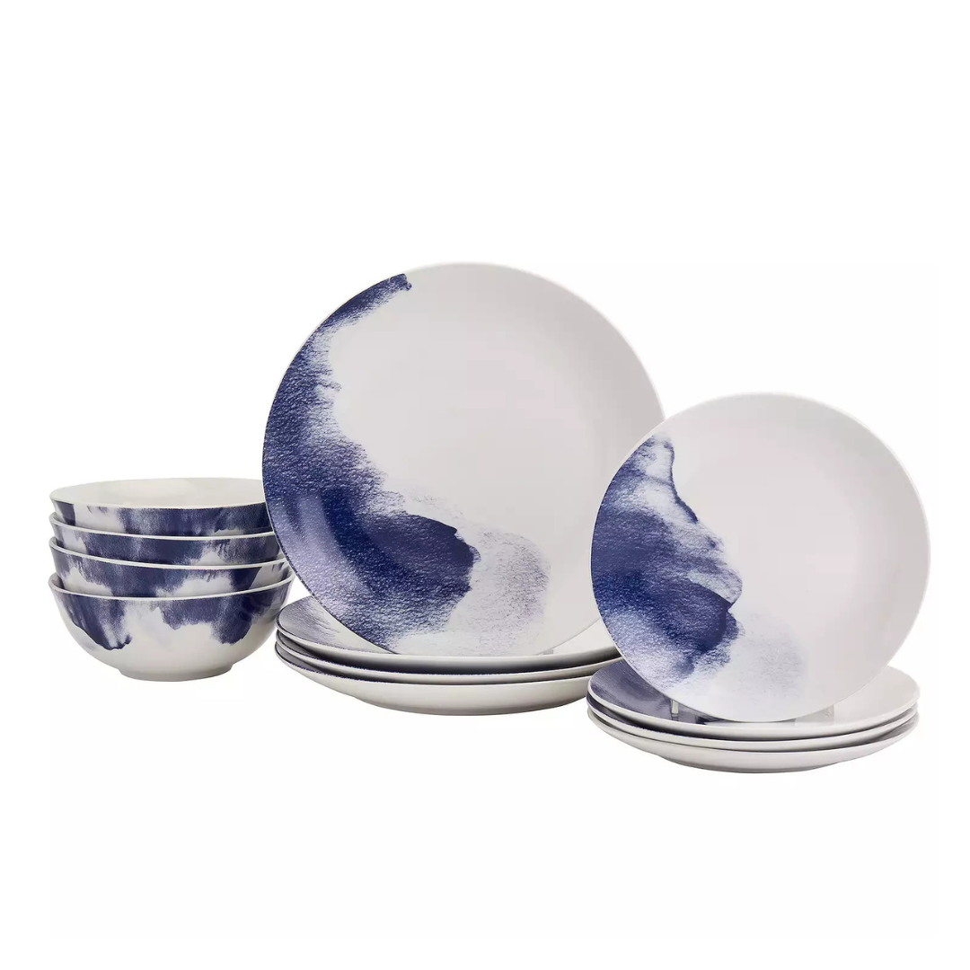 The Big One Watercolor 12-Piece Dinnerware Set