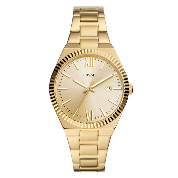 Fossil Women's Scarlette 38mm Three-Hand Date Gold-Tone Stainless Steel Watch