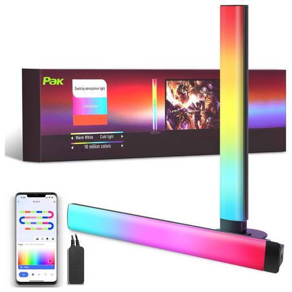 2-Pack Pak 15" Smart Color Changing RGB+IC LED Light Bars