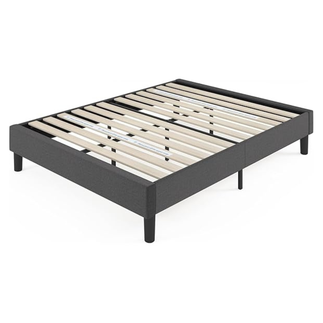 Zinus Curtis Upholstered Platform Bed Frame W/ Wood Slat Support (Queen)