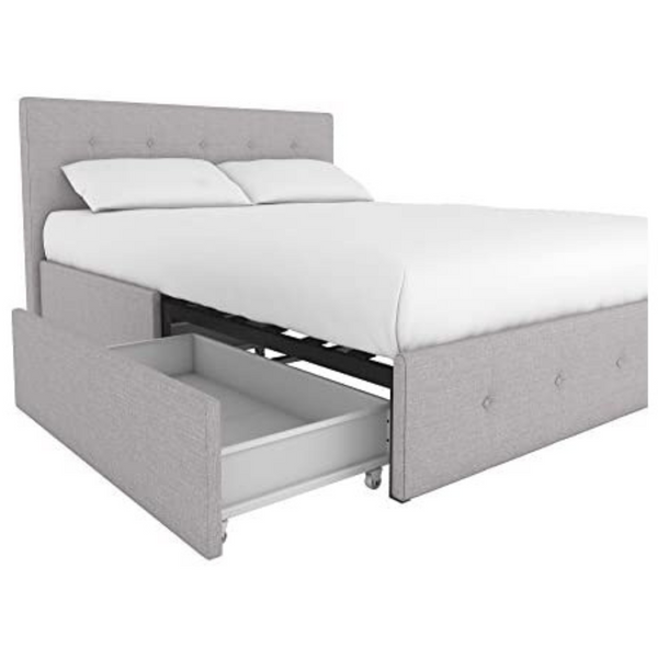 DHP Rose Upholstered Platform Underbed Storage Drawers Queen Bed