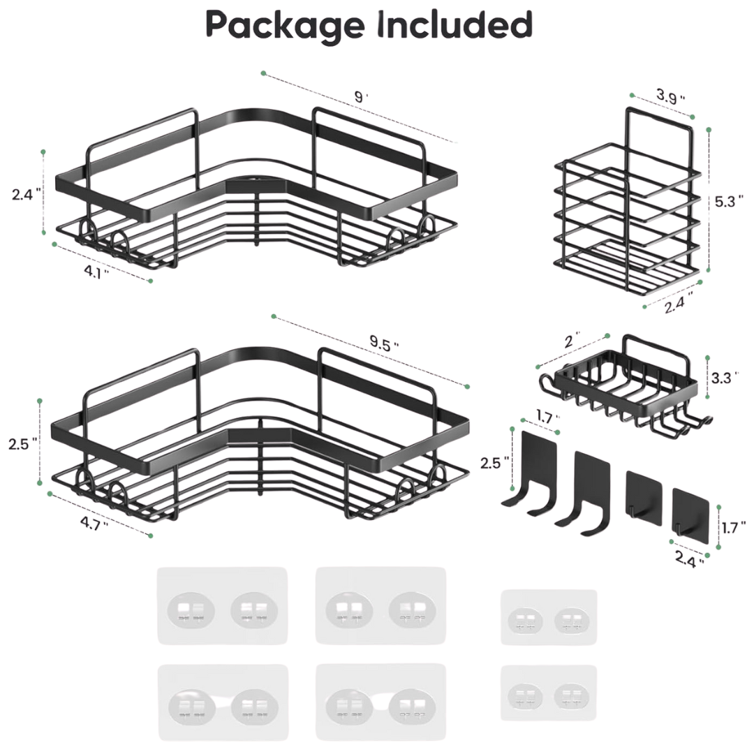 8-Pack Shower Organizer Corner with Soap Holder & Toothbrush Holder