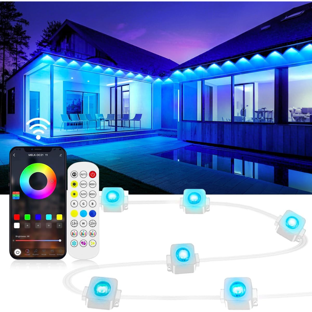 200ft Permanent RGB Smart Outdoor Eaves Lights with App & Remote