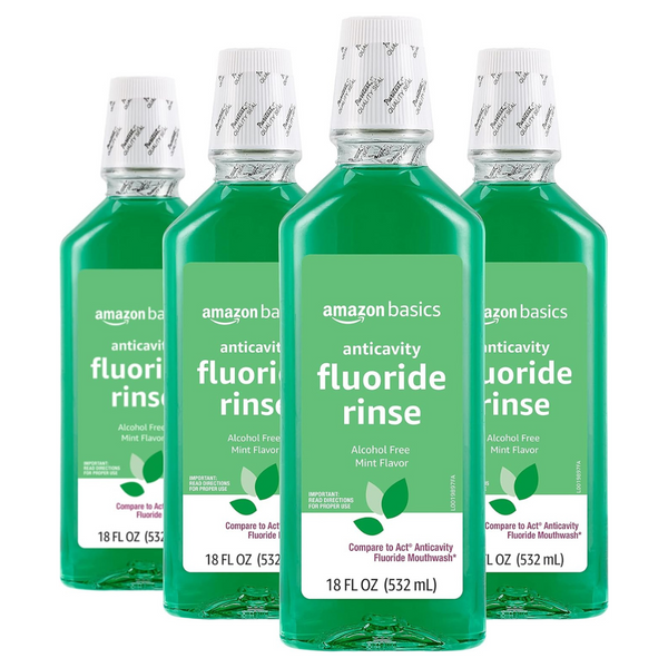 4-Pack Amazon Basics Alcohol Free Mint Flavor Anticavity Fluoride Rinse