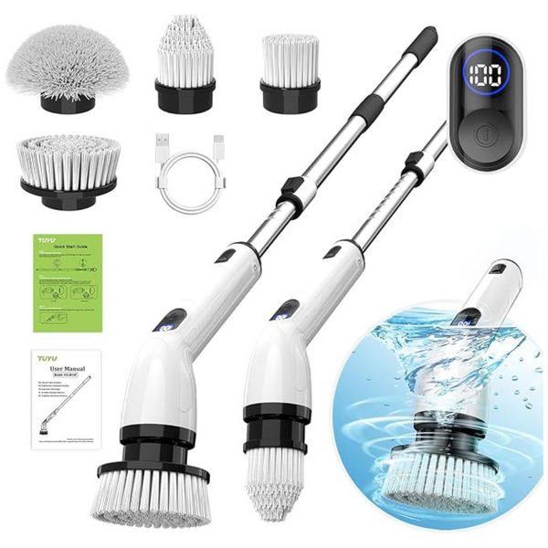 Cordless IPX7 Waterproof Electric Spin Bathroom Scrubber