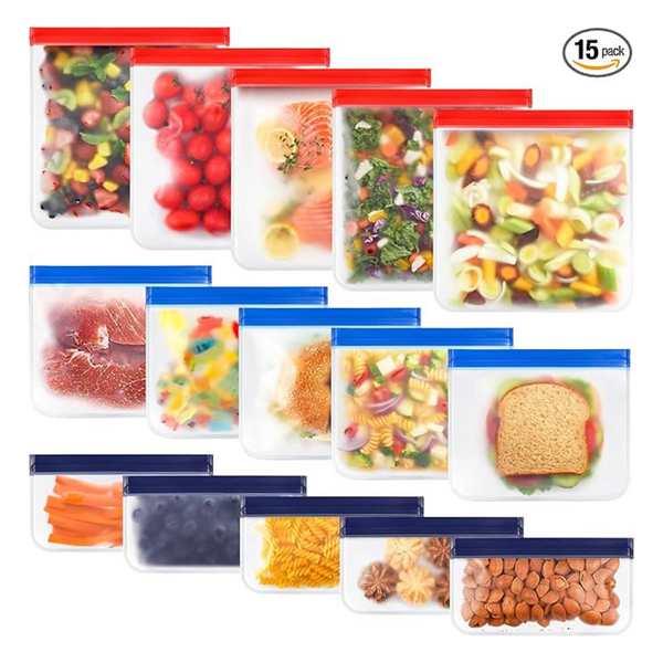 15-Packs Reusable Food Storage Bags