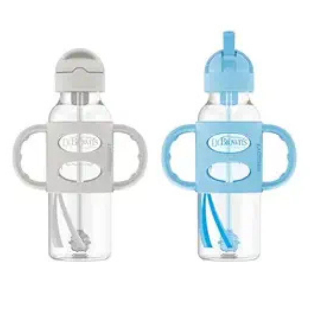 2-Pack Dr. Brown's Milestones Narrow Sippy Straw Bottle, 8 Oz