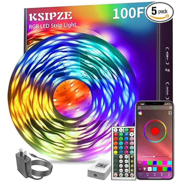 100ft Music Sync Color Changing LED Strip Lights