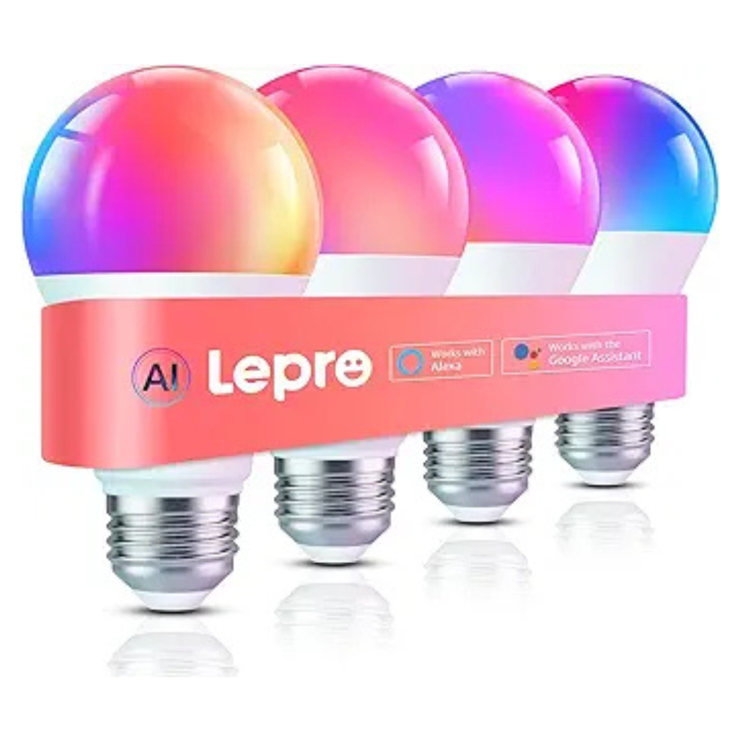 4-Pack Lepro B1 AI Smart Color Changing LED Light Bulbs