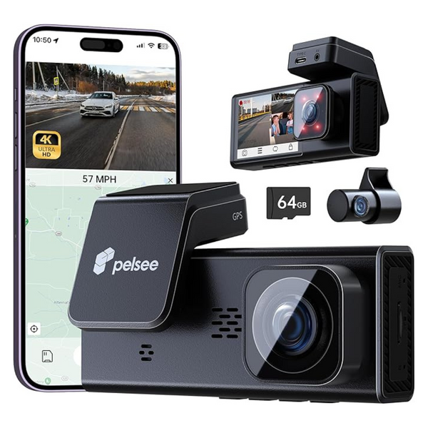 4K 3-Channel Front And Rear Inside Dash Camera For Cars