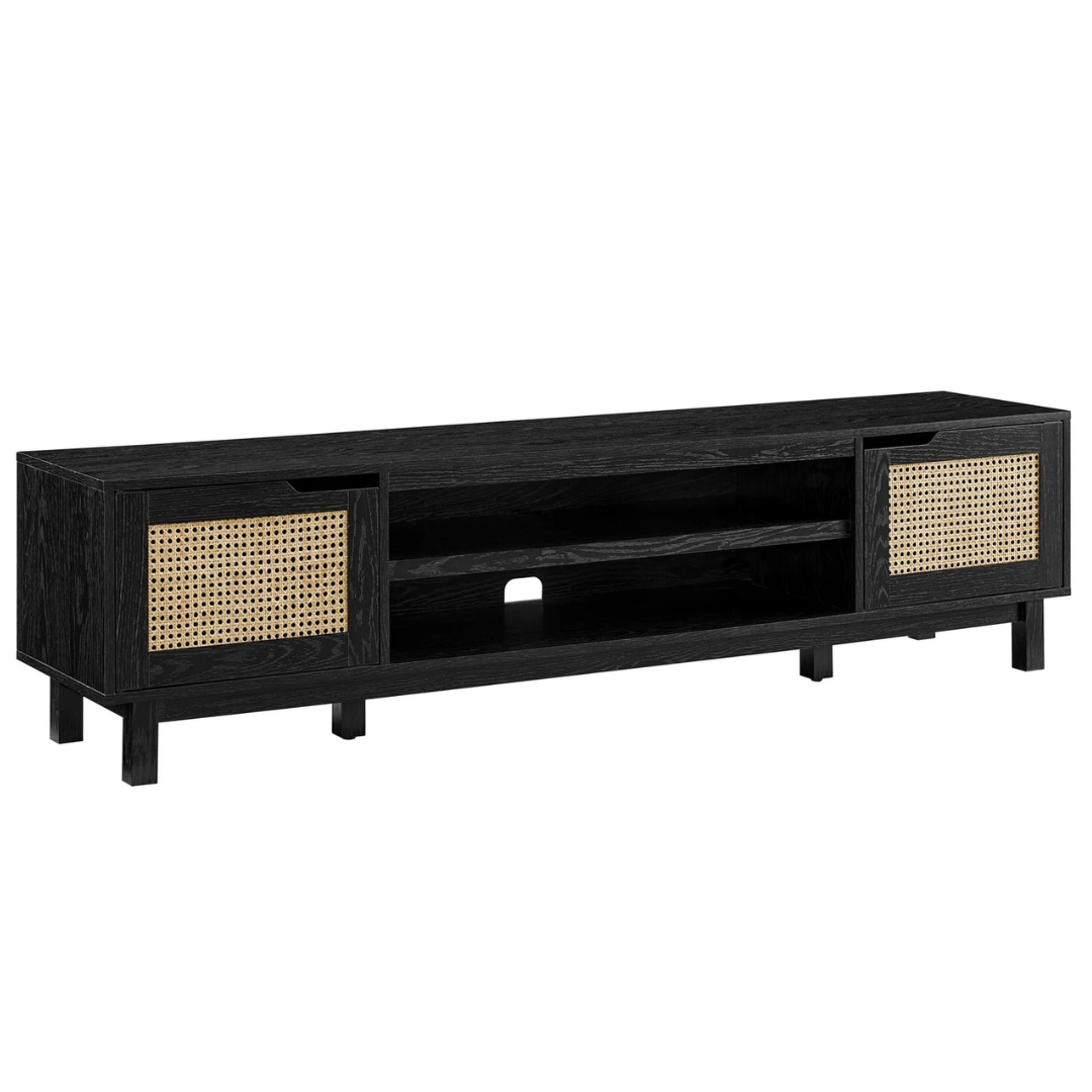 Walker Edison Boho 2-Door Rattan TV Stand For TVs Up To 80"