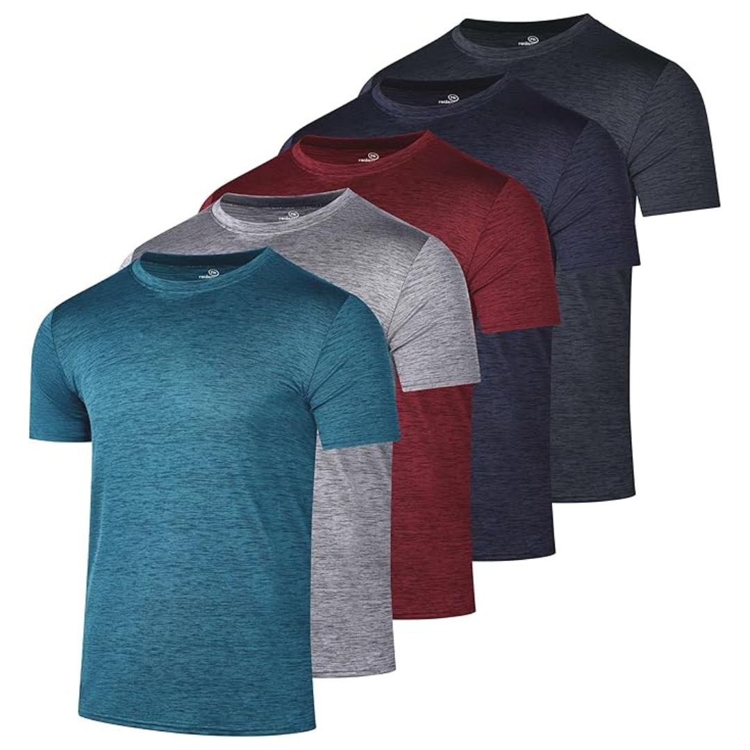 5-Pack Real Essentials Men's Short Sleeve Dry Fit Active Crew Neck T Shirt