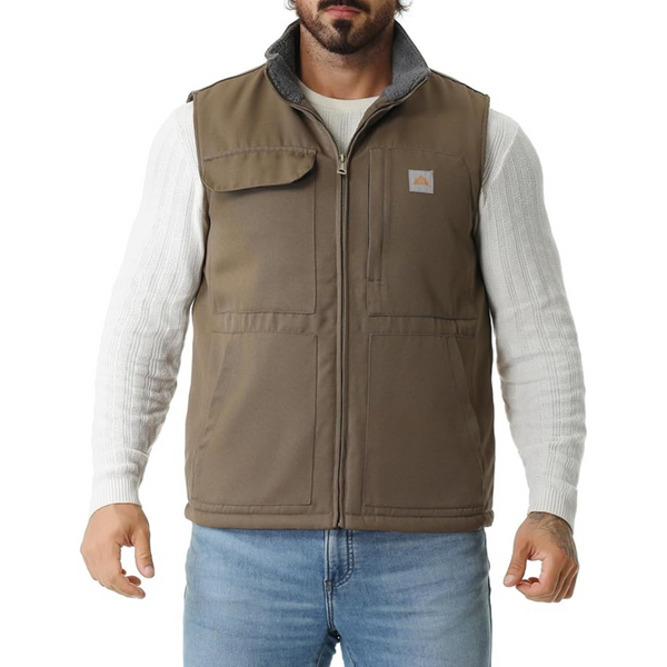 Men's Loose Fit Fleece Lined Waterproof Mock Neck Vest (4 Colors)