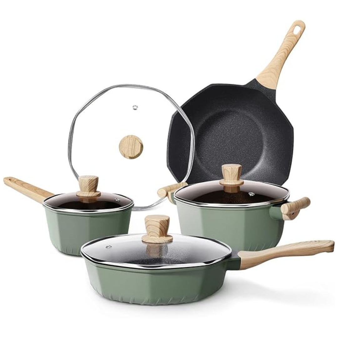 8-Pieces RealCool Pots and Pans Non Stick Induction Cookware Set