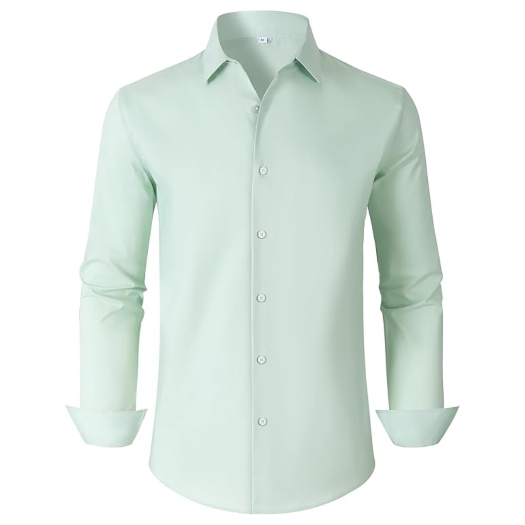 Men's Sage Button Up Spread Collar Long Sleeves Dress Shirt