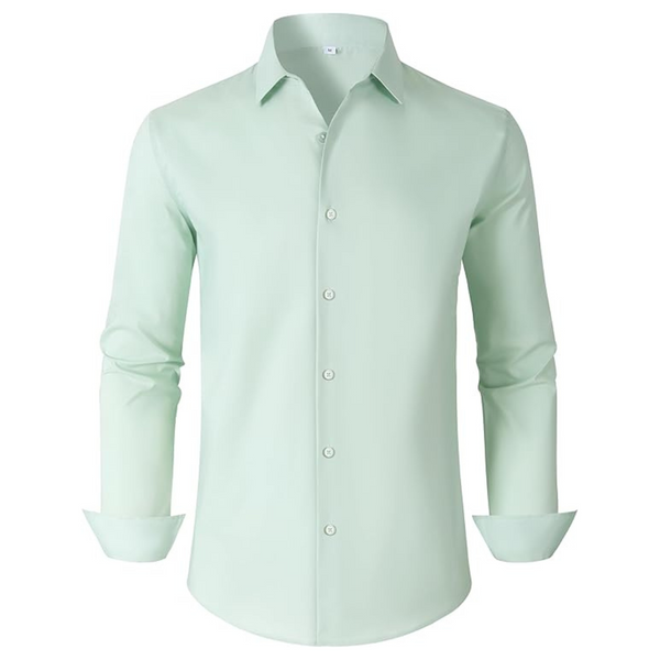 Men's Sage Button Up Spread Collar Long Sleeves Dress Shirt