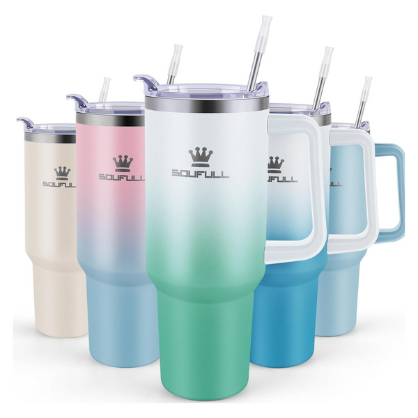 Soufull 40 oz 100% Leak-proof Tumbler With Handle And Straw Lid