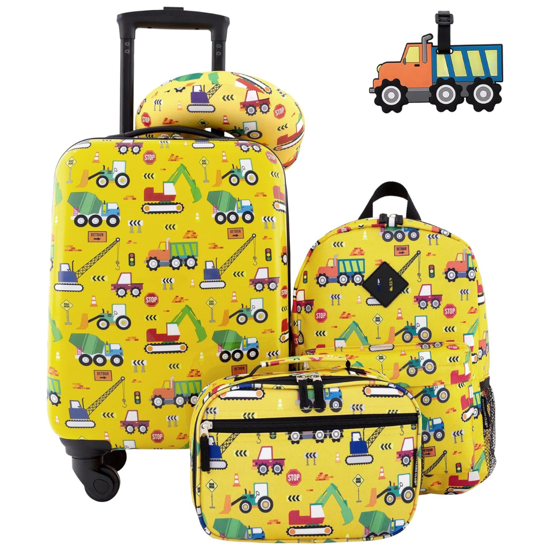 5-Piece Travelers Club Kids' Hardside Checked Spinner Luggage Set