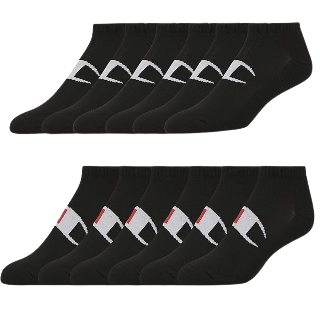 12-Pair Champion Unisex Crew Low Cut No Show Ankle Quarter Socks