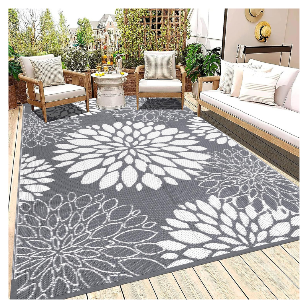 Waterproof Portable Reversible Large RV Outdoor Rug (5' x 8')