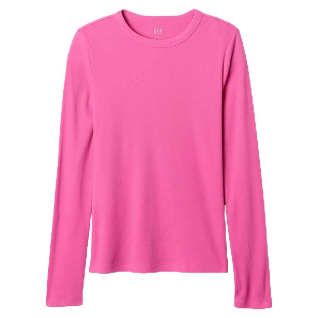 Gap Factory Women's Ribbed Crewneck T-Shirt (Happy Pink)