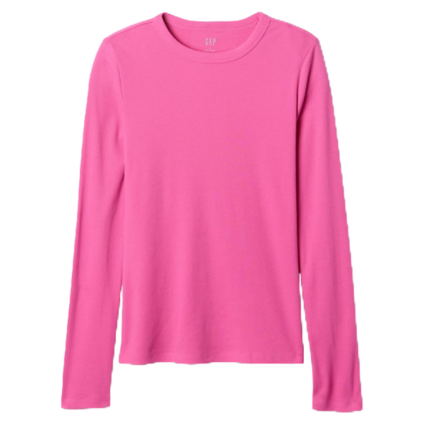 Gap Factory Women's Ribbed Crewneck T-Shirt (Happy Pink)