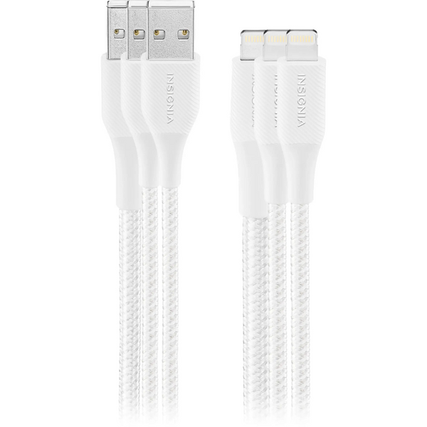 3-Pack Insignia Lightning to USB Braided Charge-and-Sync Cables