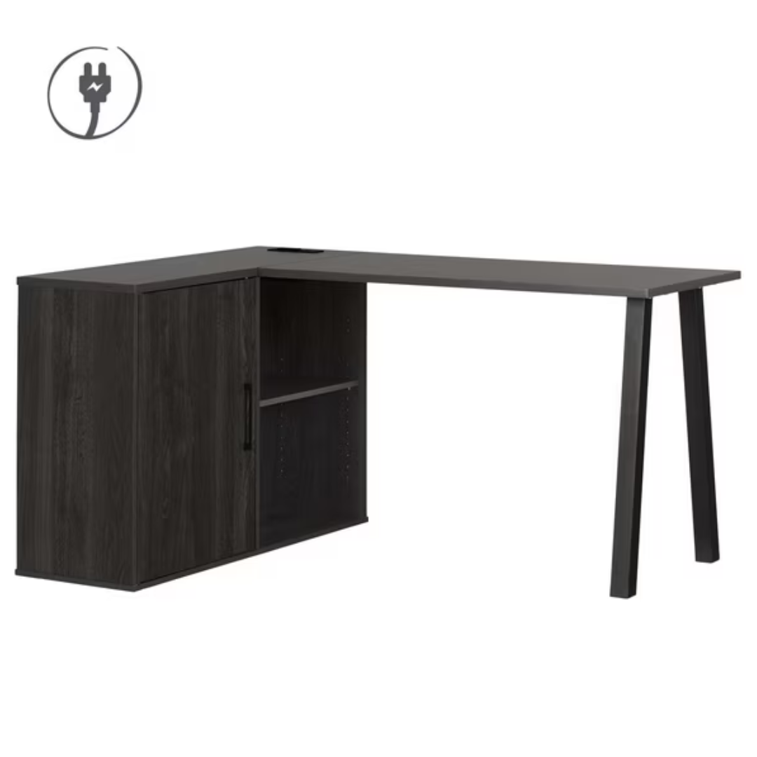 South Shore Zolten Contemporary L-Shaped Desk with Built-In Power Bar