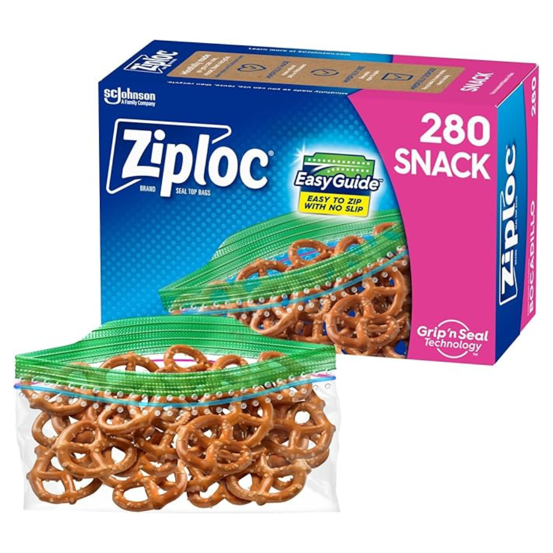 280-Count Ziploc Snack Bags With EasyGuide Texture