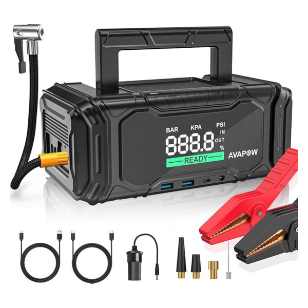 AVAPOW 12V 150PSI Portable 3000A Peak Car Battery Jump Starter